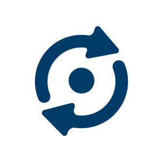 Icône symbolisant le renouvellement automatique et régulier des consommables ou du matériel médical pour les patients SOS Oxygène.