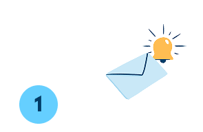 Illustration de la première étape du recrutement chez SOS Oxygène : réception de la candidature par email avec une alerte de notification.